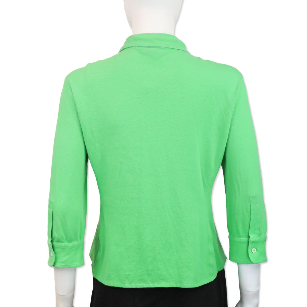 Loro Piana Green Cotton 3/4 Sleeve Button Up