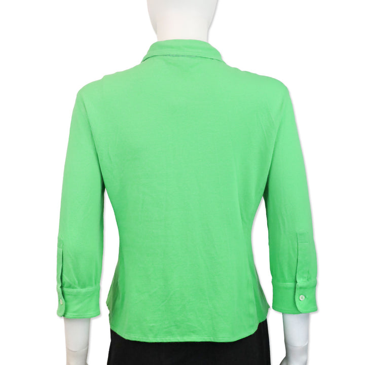 Loro Piana Green Cotton 3/4 Sleeve Button Up