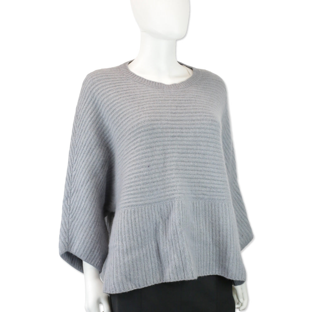 Loro Piana Grey Cashmere Ribbed Knit Cropped Sweater