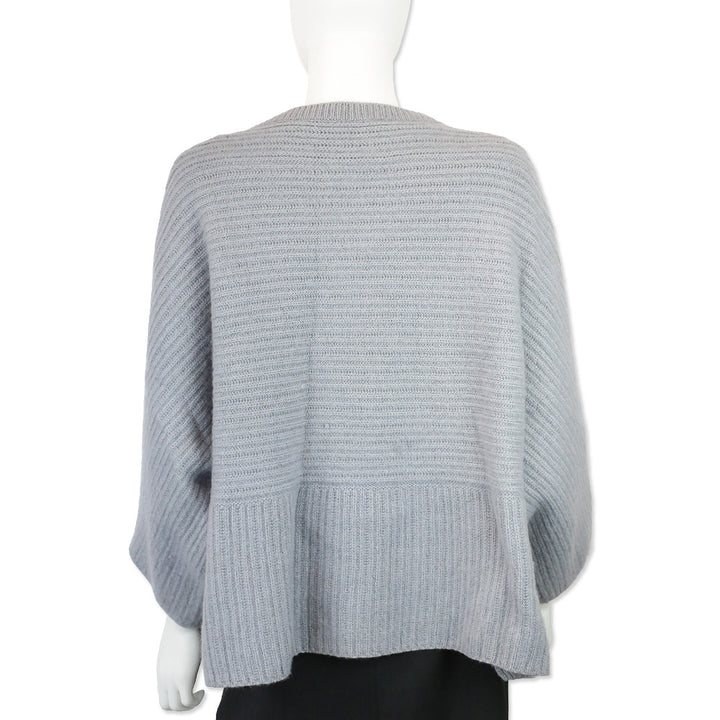Loro Piana Grey Cashmere Ribbed Knit Cropped Sweater