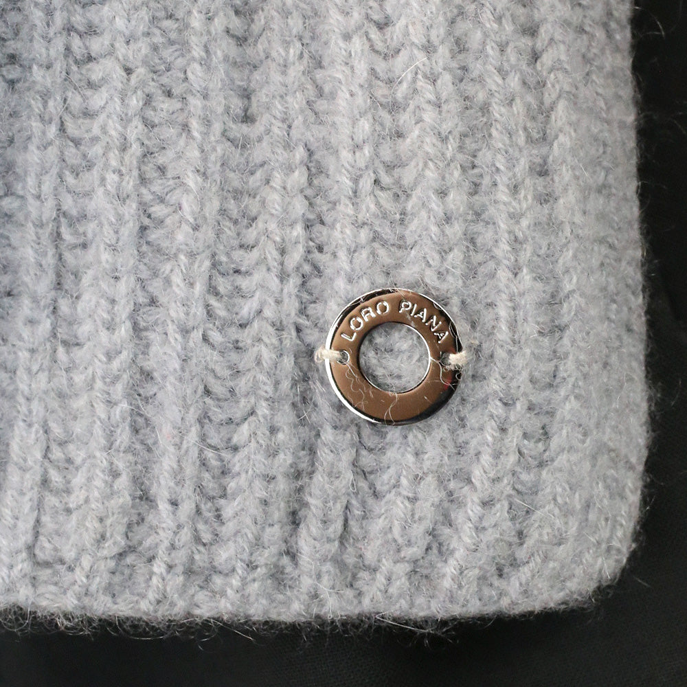 Loro Piana Grey Cashmere Ribbed Knit Cropped Sweater