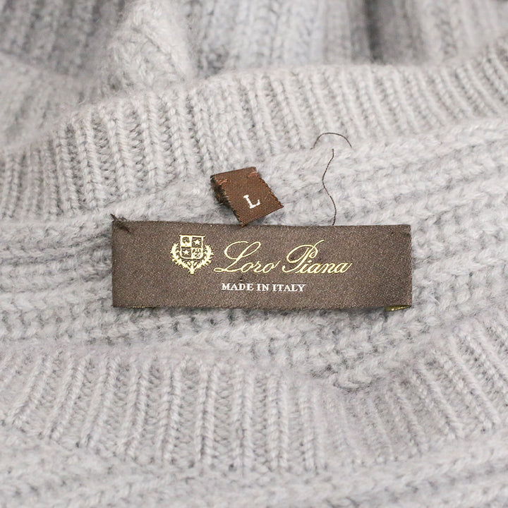 Loro Piana Grey Cashmere Ribbed Knit Cropped Sweater