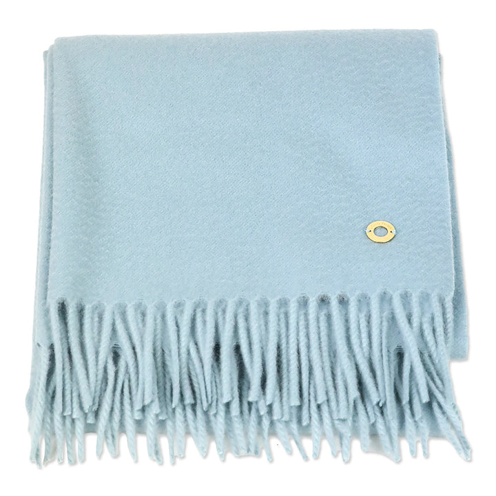 Loro Piana Light Blue Cashmere Fringe Scarf
