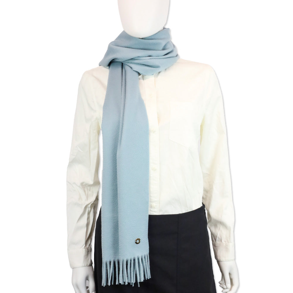 Loro Piana Light Blue Cashmere Fringe Scarf