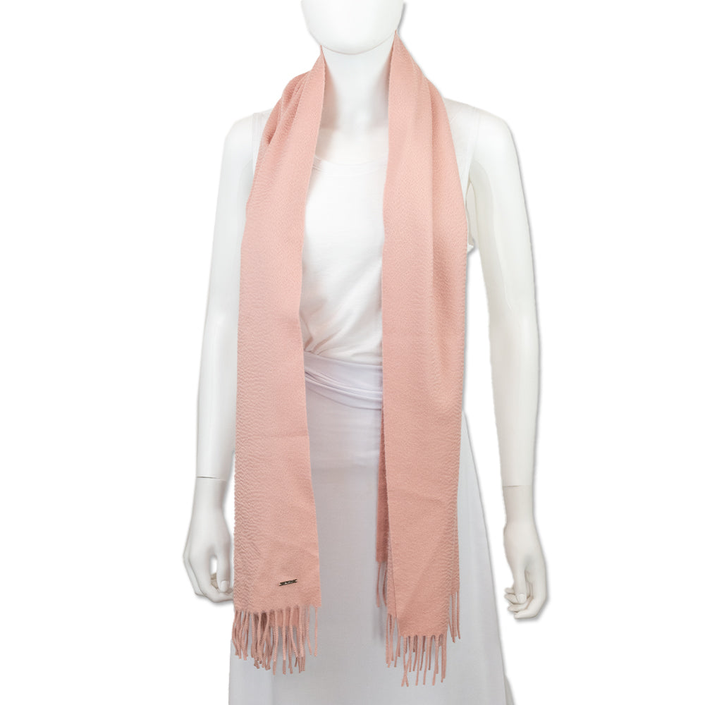 Loro Piana Light Pink Cashmere Sciarpa Grande Fringe-Trim Scarf