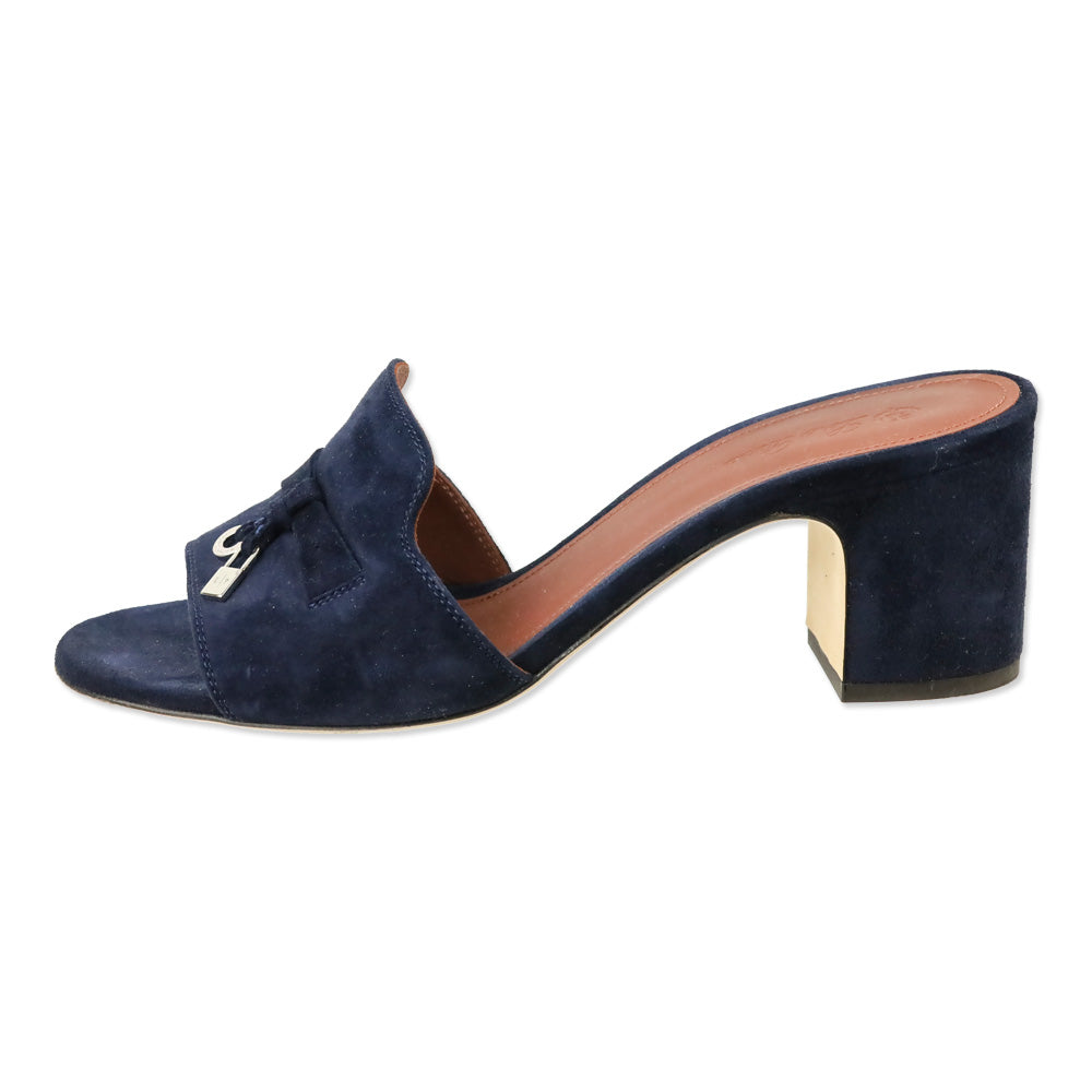 Loro Piana Navy Blue Suede Goatskin Summer Charms Sandal
