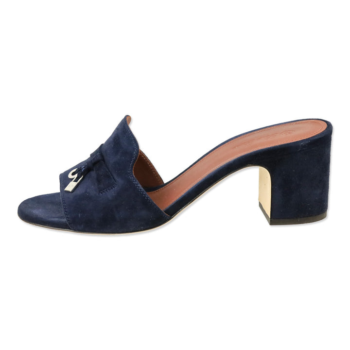 Loro Piana Navy Blue Suede Goatskin Summer Charms Sandal