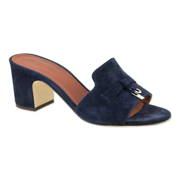 Loro Piana Navy Blue Suede Goatskin Summer Charms Sandal