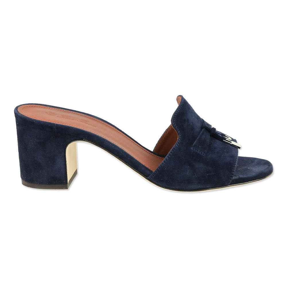 Loro Piana Navy Blue Suede Goatskin Summer Charms Sandal