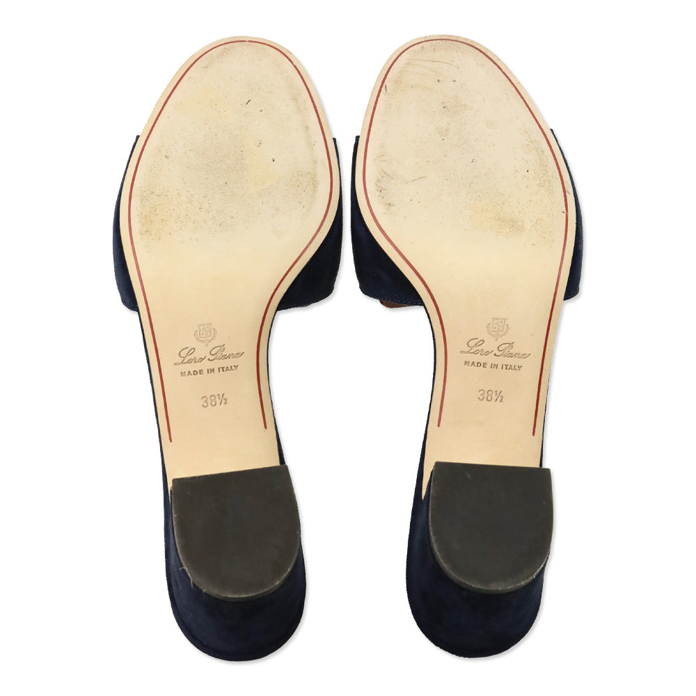 Loro Piana Navy Blue Suede Goatskin Summer Charms Sandal