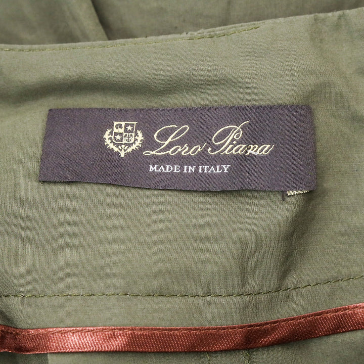 Loro Piana Olive Green Cotton Pleated Midi Skirt