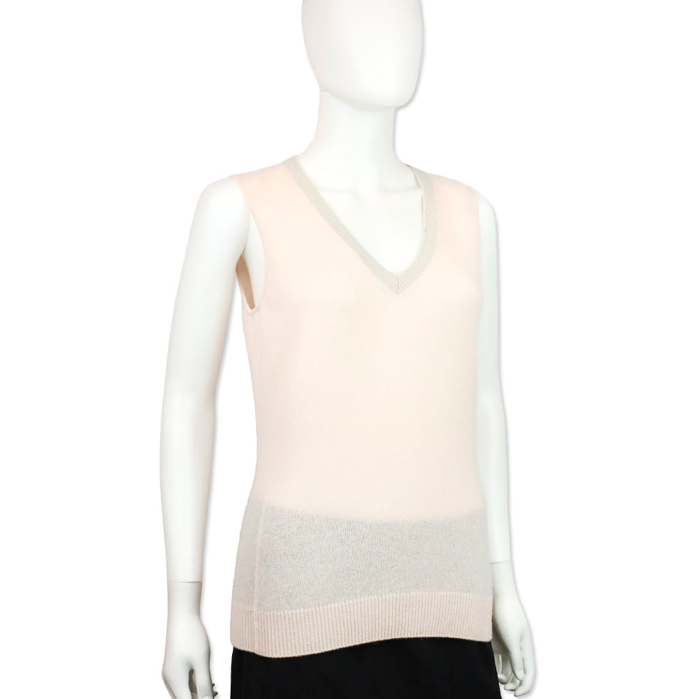 Loro Piana Pink Cashmere V-Neck Sweater Vest