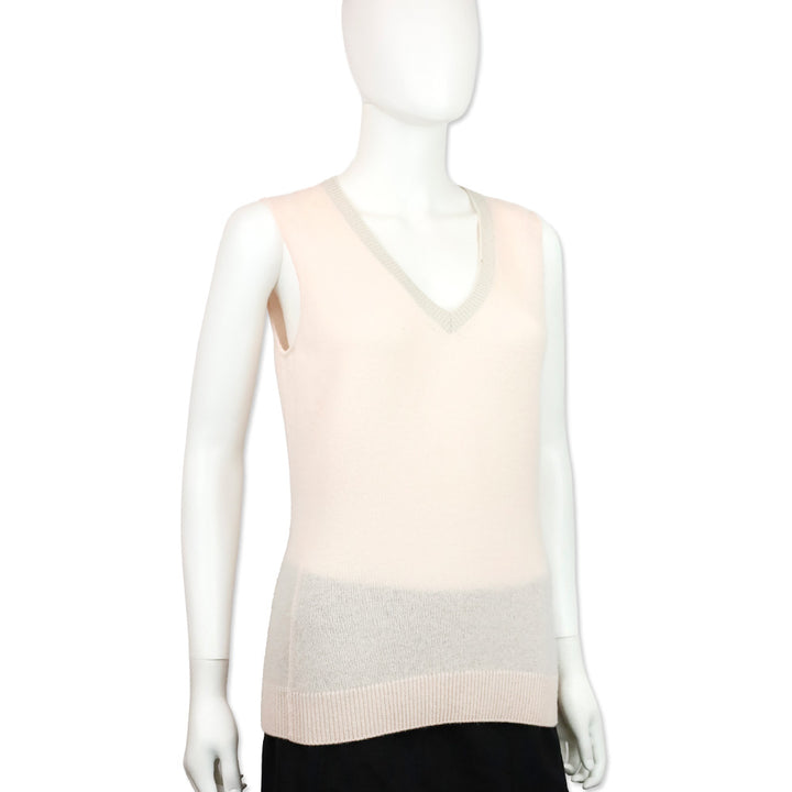 Loro Piana Pink Cashmere V-Neck Sweater Vest