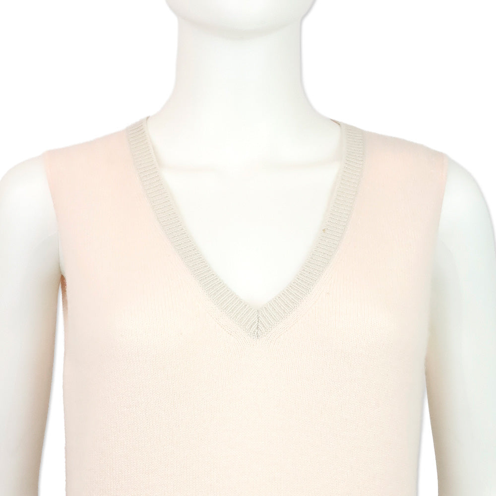 Loro Piana Pink Cashmere V-Neck Sweater Vest