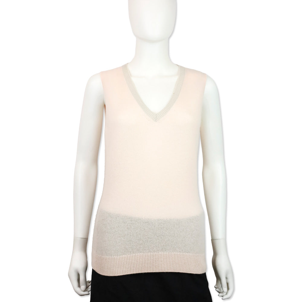 Loro Piana Pink Cashmere V-Neck Sweater Vest