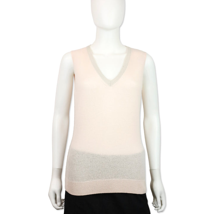 Loro Piana Pink Cashmere V-Neck Sweater Vest