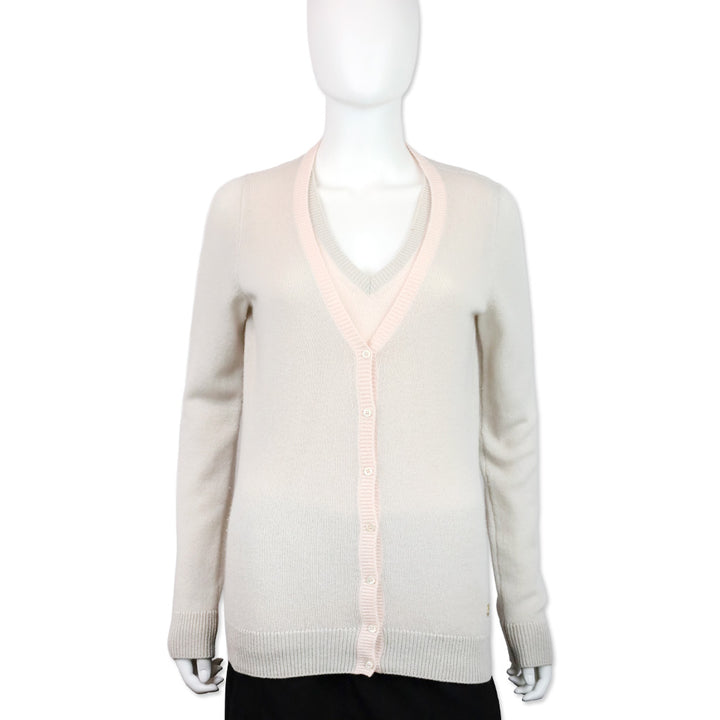 Loro Piana Pink Cashmere V-Neck Sweater Vest