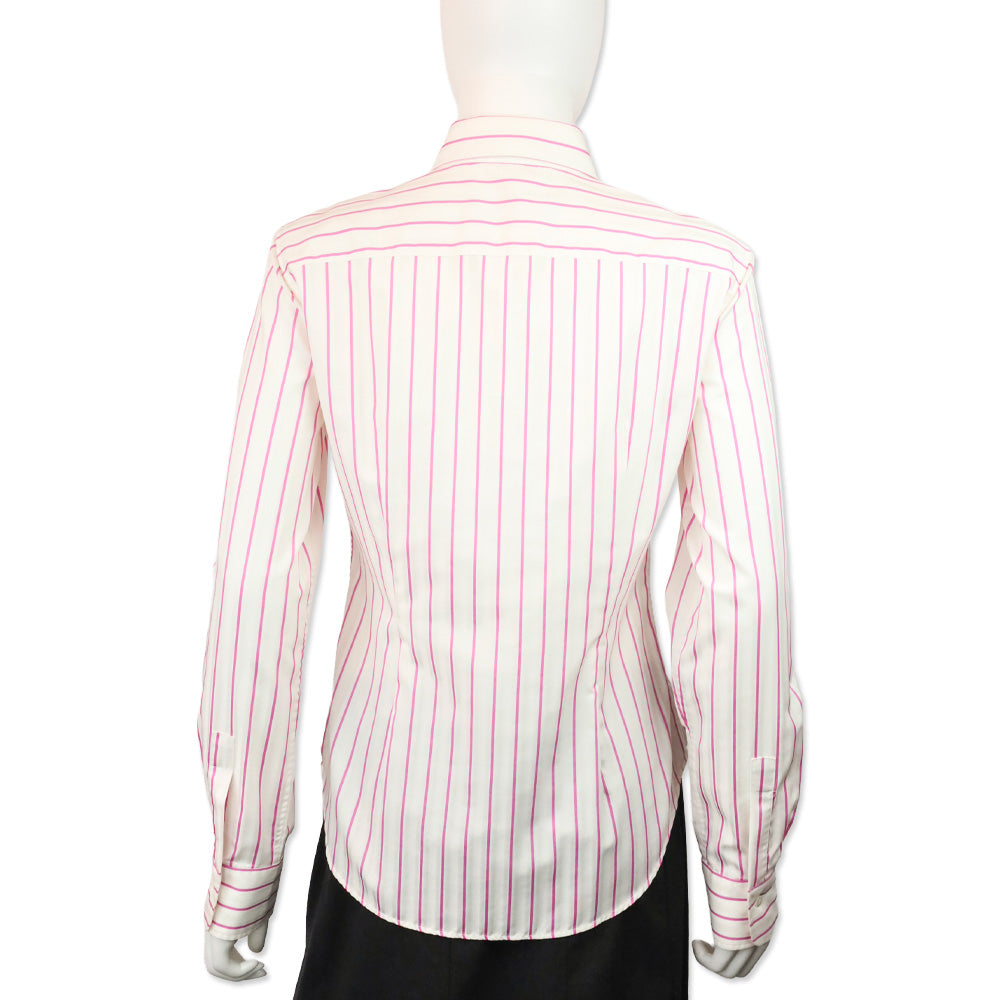 Loro Piana Pink/White Striped Button Up Shirt
