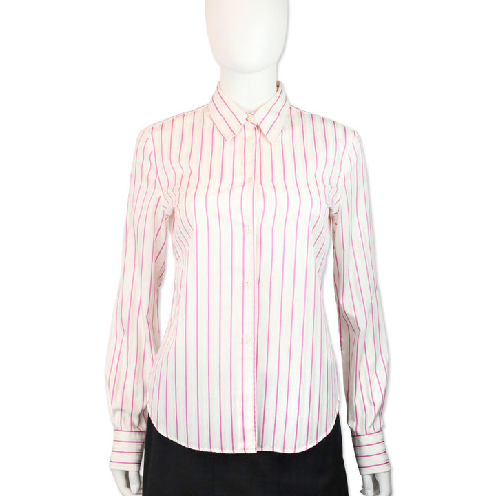 Loro Piana Pink/White Striped Button Up Shirt