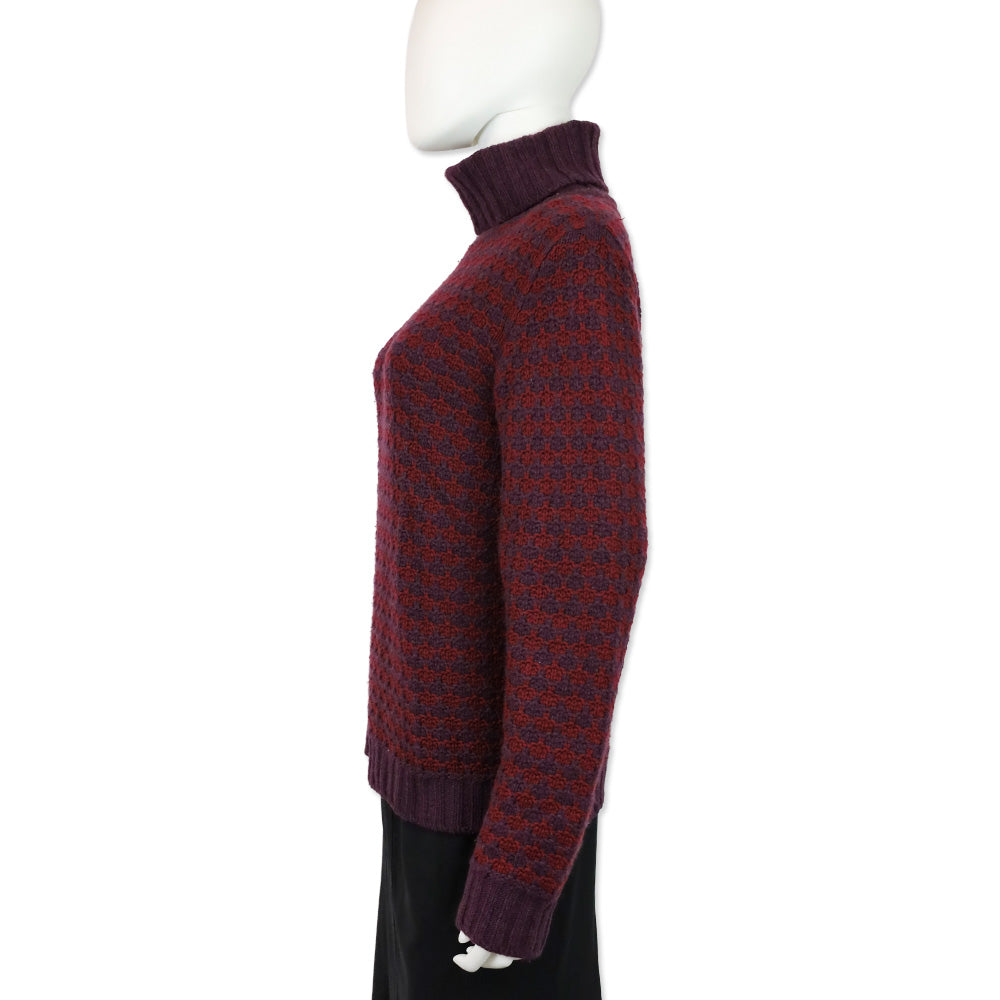 Loro Piana Purple/Maroon Cashmere Knit Turtleneck Sweater