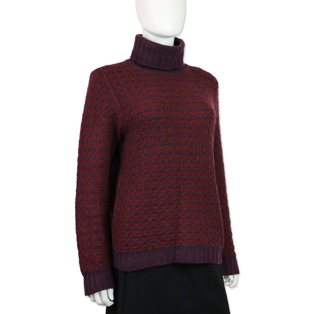 Loro Piana Purple/Maroon Cashmere Knit Turtleneck Sweater