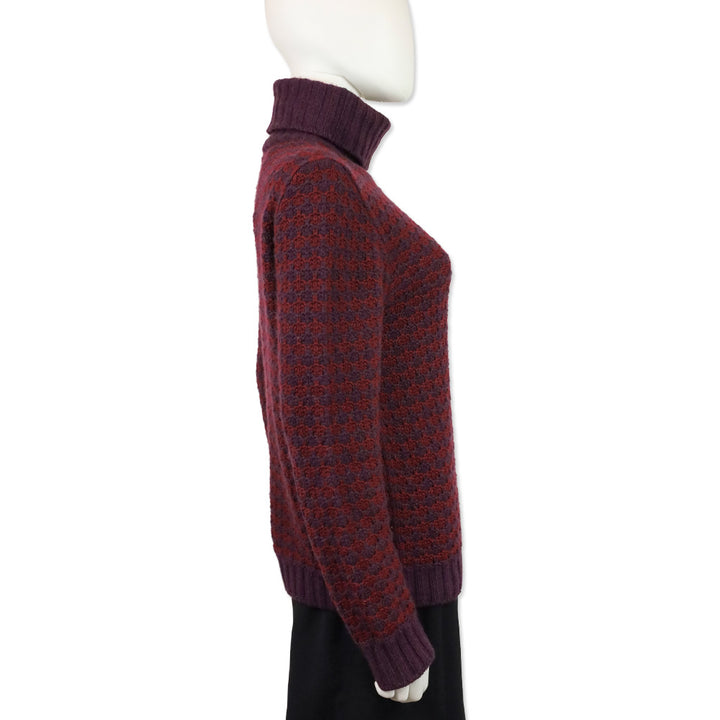 Loro Piana Purple/Maroon Cashmere Knit Turtleneck Sweater