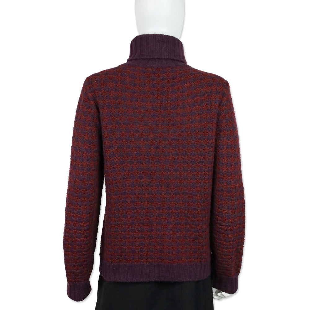 Loro Piana Purple/Maroon Cashmere Knit Turtleneck Sweater