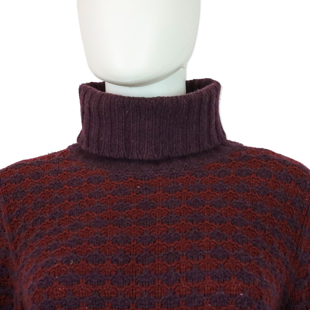 Loro Piana Purple/Maroon Cashmere Knit Turtleneck Sweater