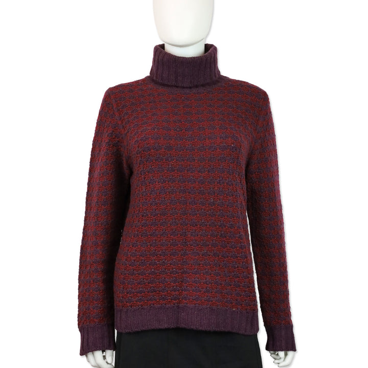 Loro Piana Purple/Maroon Cashmere Knit Turtleneck Sweater