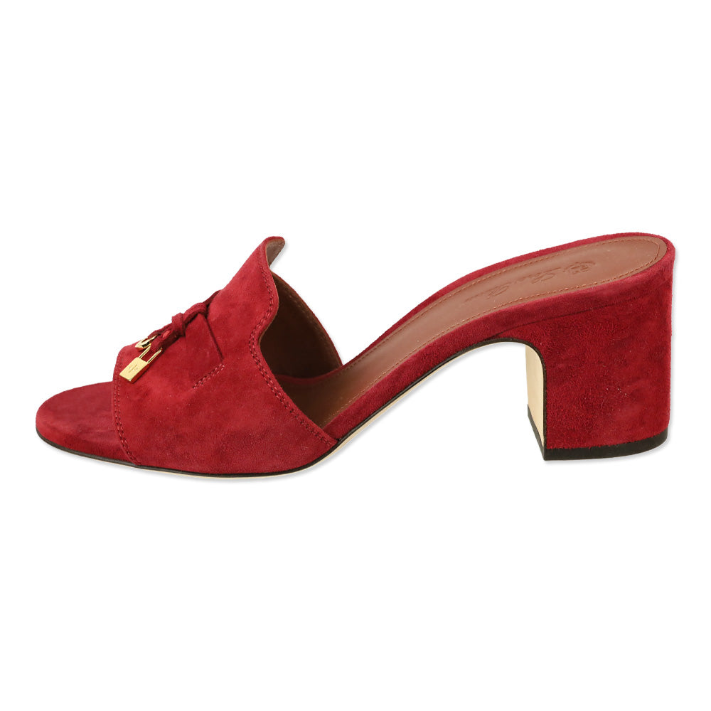 Loro Piana Red Suede Goatskin Summer Charms Sandal