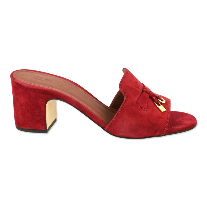Loro Piana Red Suede Goatskin Summer Charms Sandal
