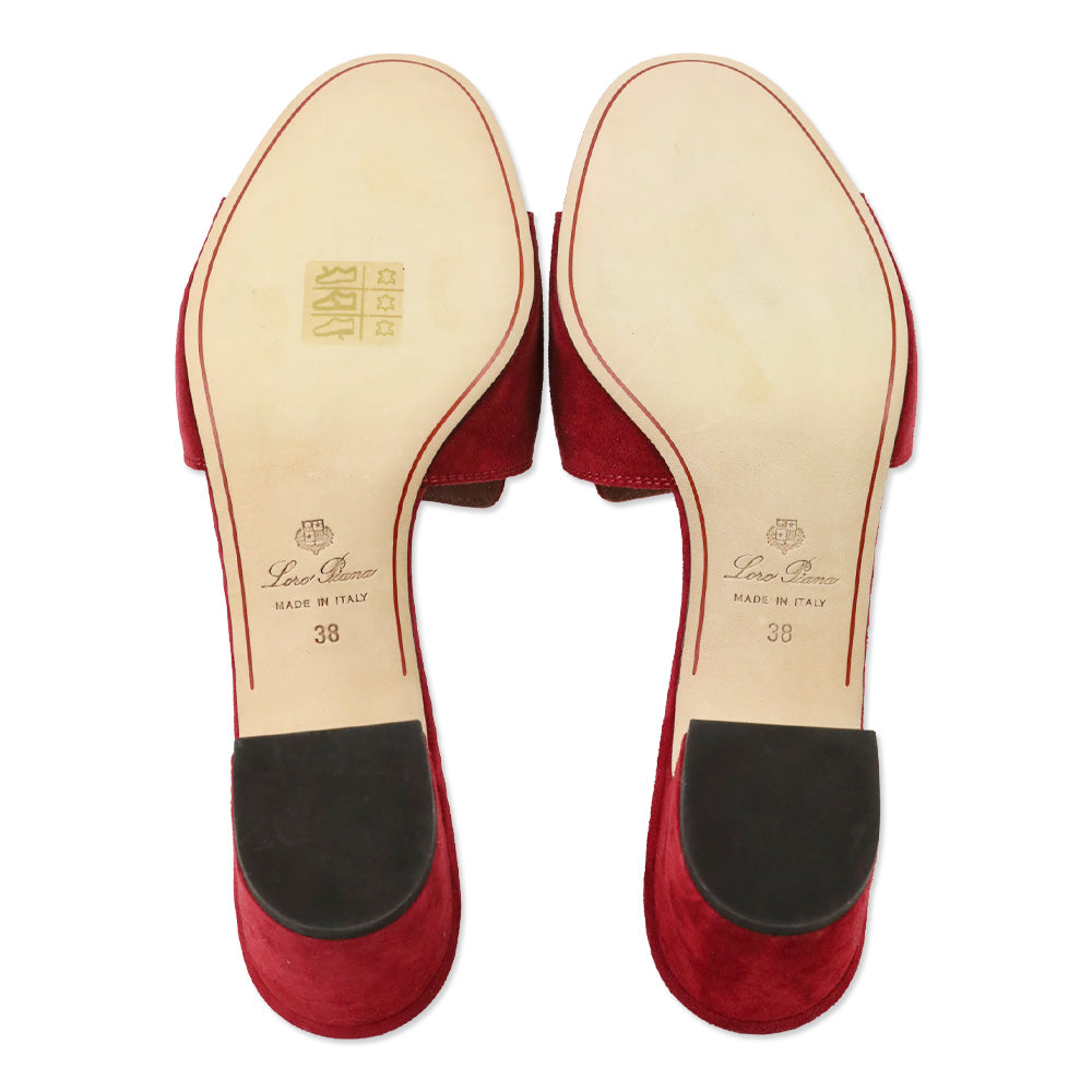 Loro Piana Red Suede Goatskin Summer Charms Sandal