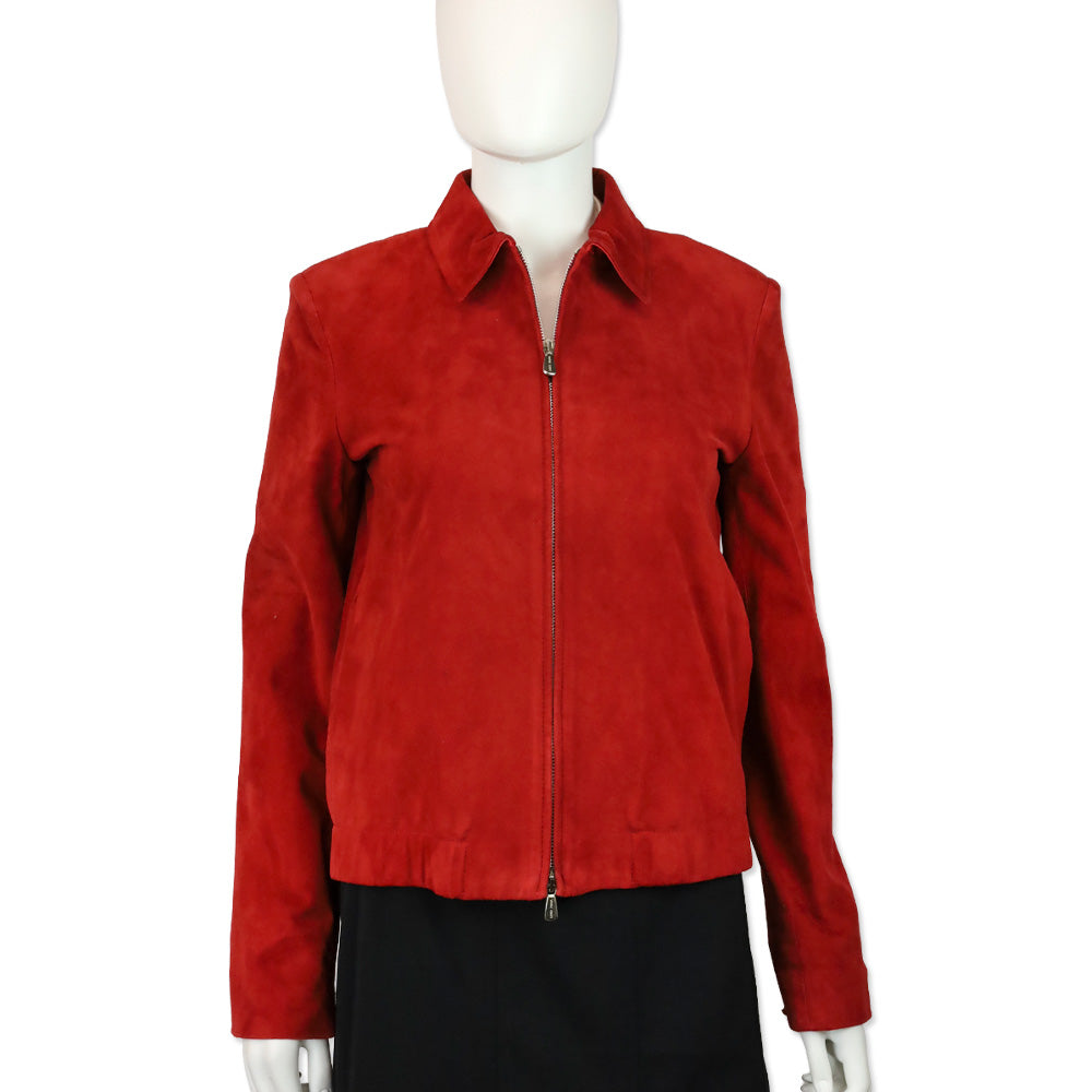 Loro Piana Red Suede Zip Jacket