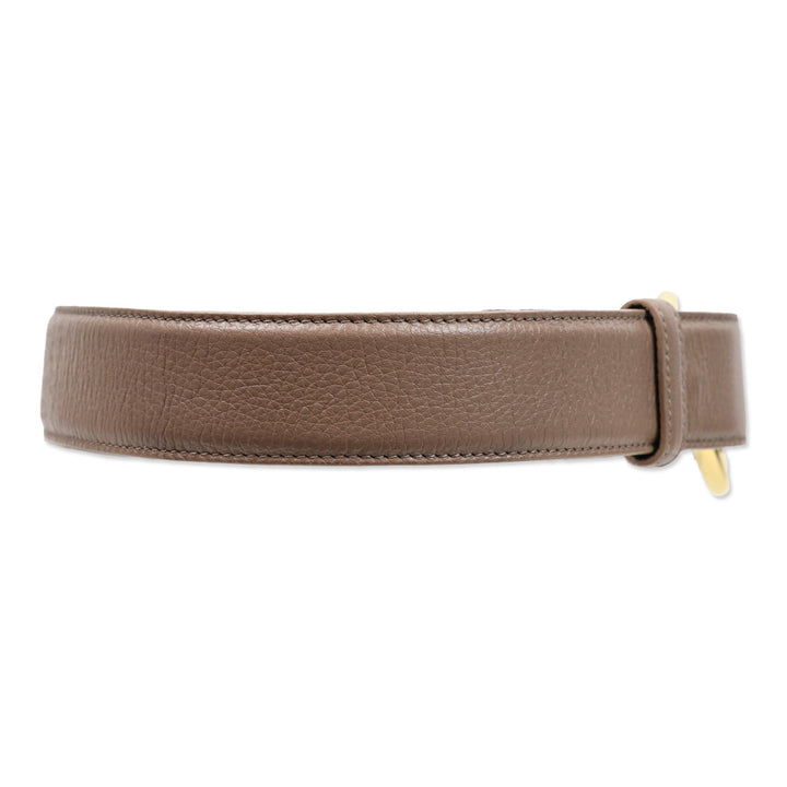 Loro Piana Taupe Leather Belt with Gold Ring Buckle