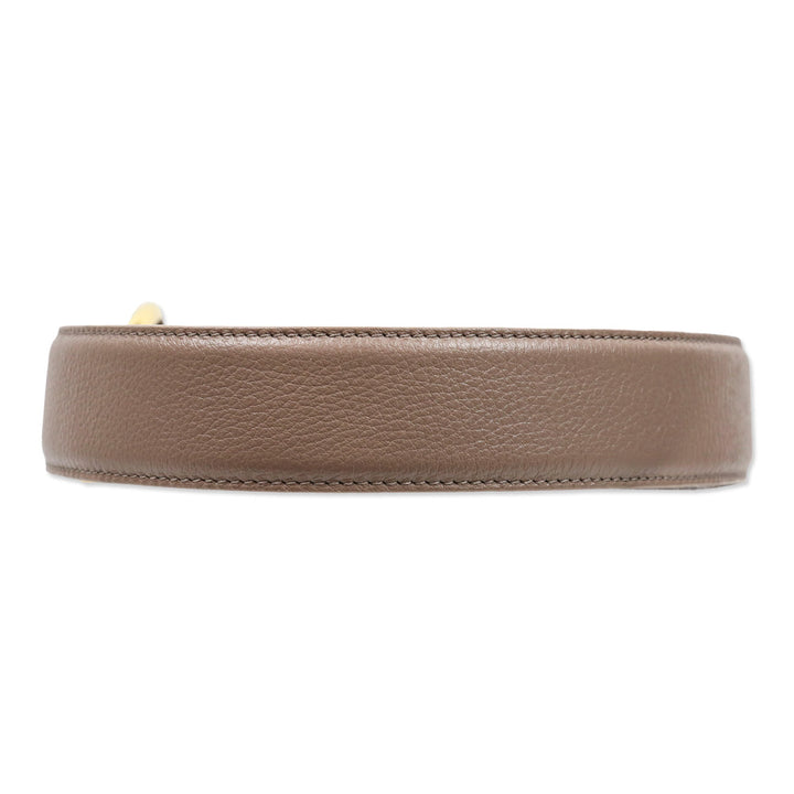 Loro Piana Taupe Leather Belt with Gold Ring Buckle