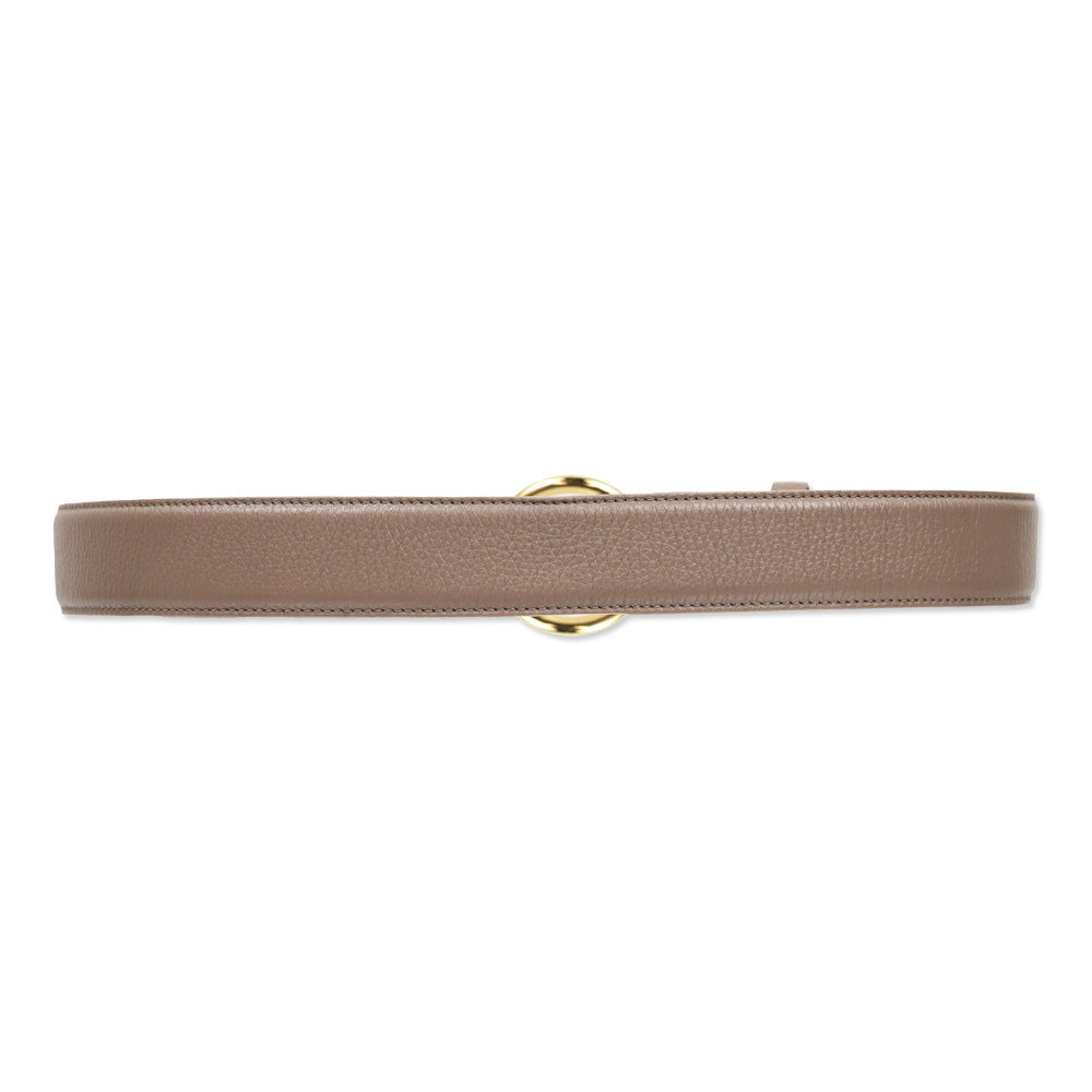 Loro Piana Taupe Leather Belt with Gold Ring Buckle