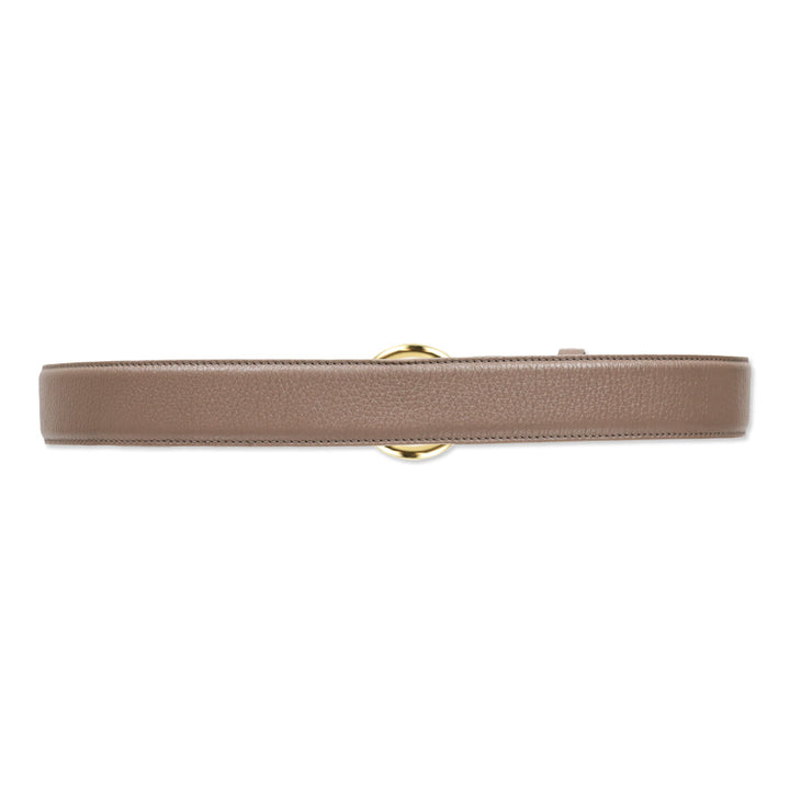 Loro Piana Taupe Leather Belt with Gold Ring Buckle