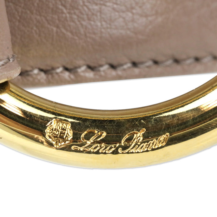 Loro Piana Taupe Leather Belt with Gold Ring Buckle