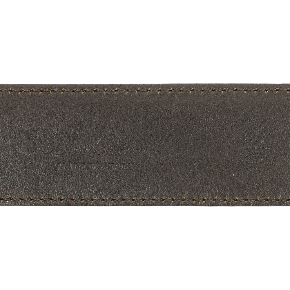 Loro Piana Taupe Leather Belt with Gold Ring Buckle
