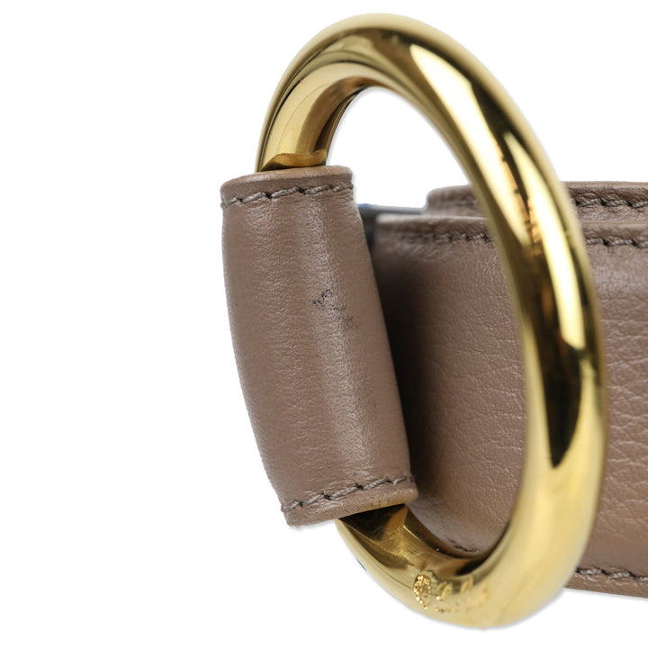 Loro Piana Taupe Leather Belt with Gold Ring Buckle