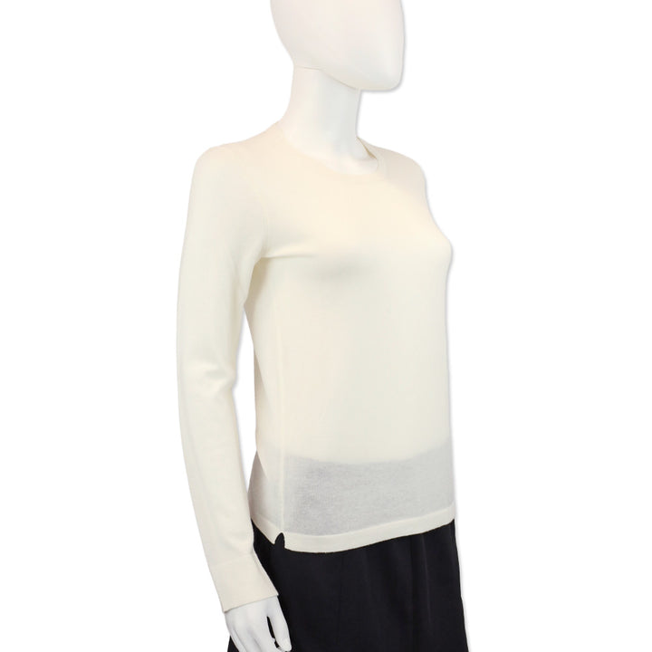 Loro Piana White Cashmere Knit Sweater