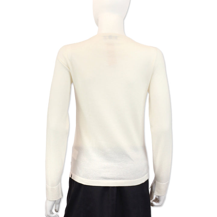 Loro Piana White Cashmere Knit Sweater