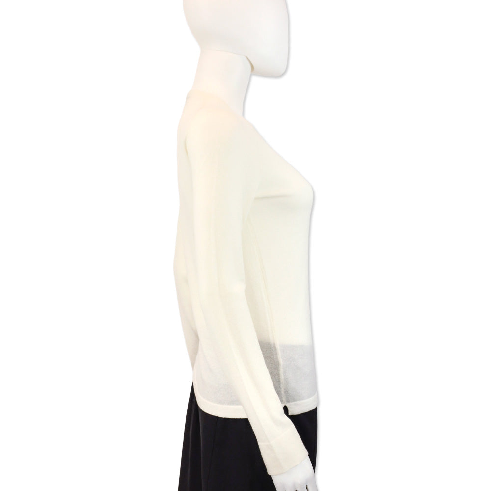 Loro Piana White Cashmere Knit Sweater