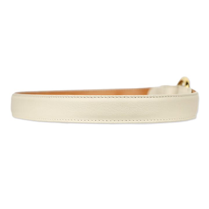 Loro Piana White Leather Belt with Gold Ring Buckle