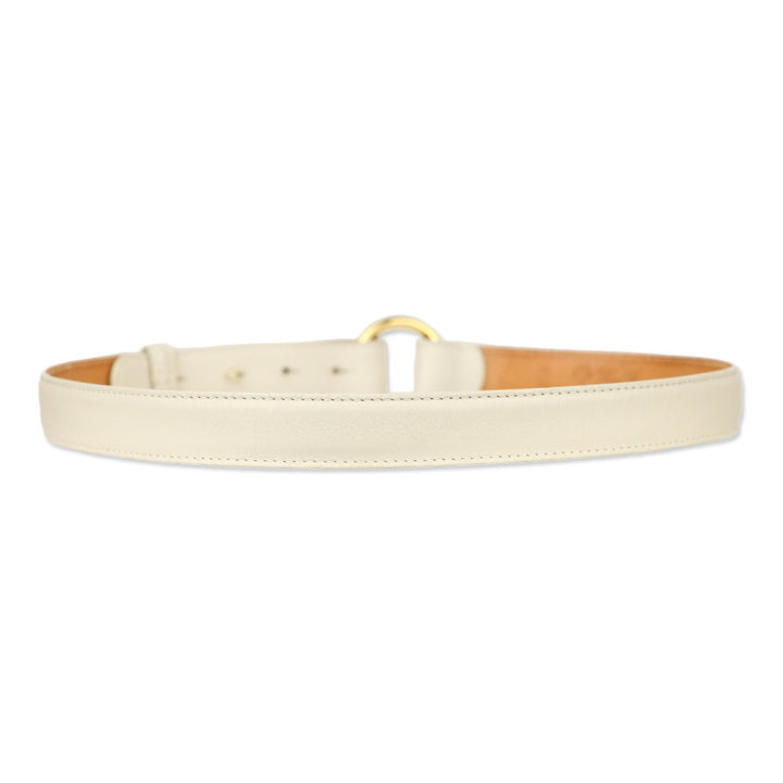 Loro Piana White Leather Belt with Gold Ring Buckle