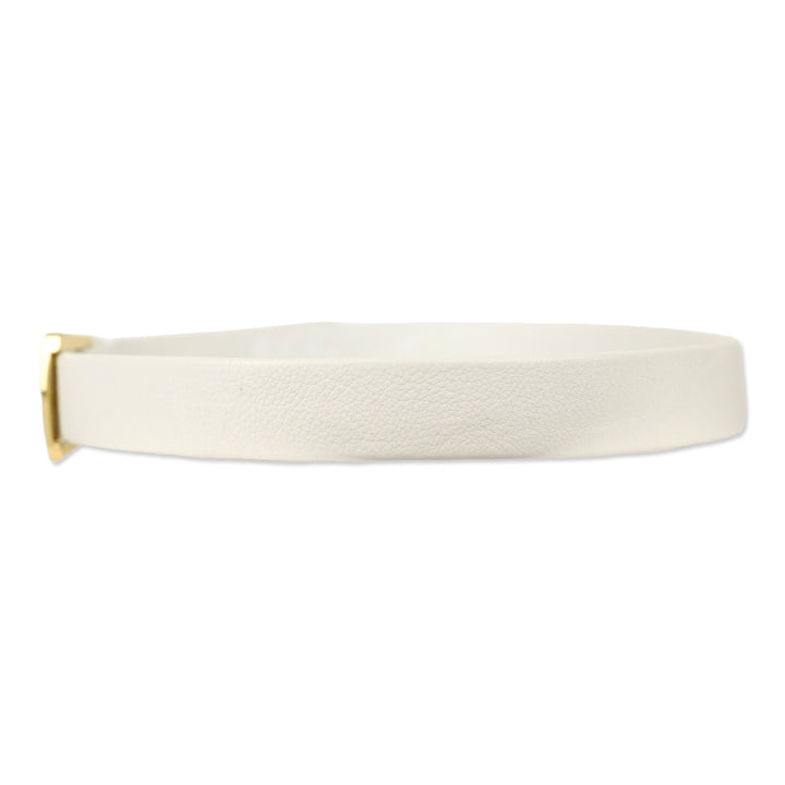 Loro Piana White Pebble Leather Gold Square Buckle Belt