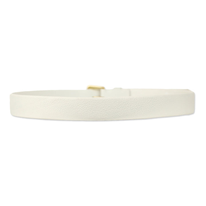 Loro Piana White Pebble Leather Gold Square Buckle Belt