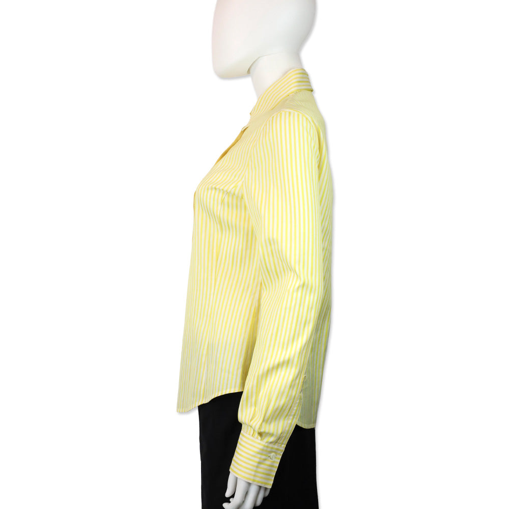 Loro Piana Yellow/White Striped Button Up Shirt