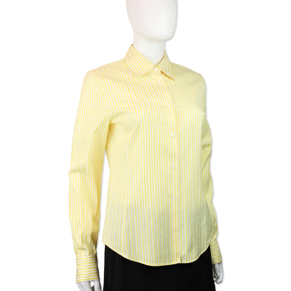 Loro Piana Yellow/White Striped Button Up Shirt