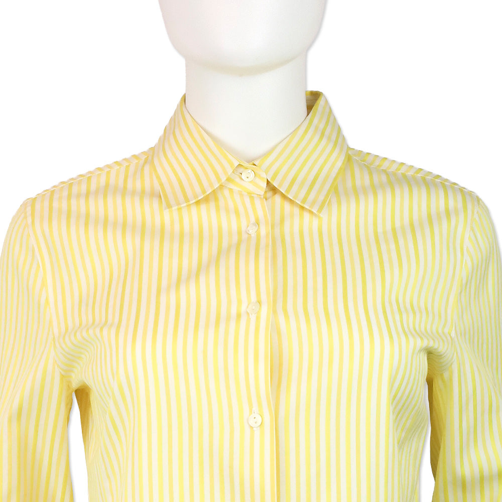 Loro Piana Yellow/White Striped Button Up Shirt